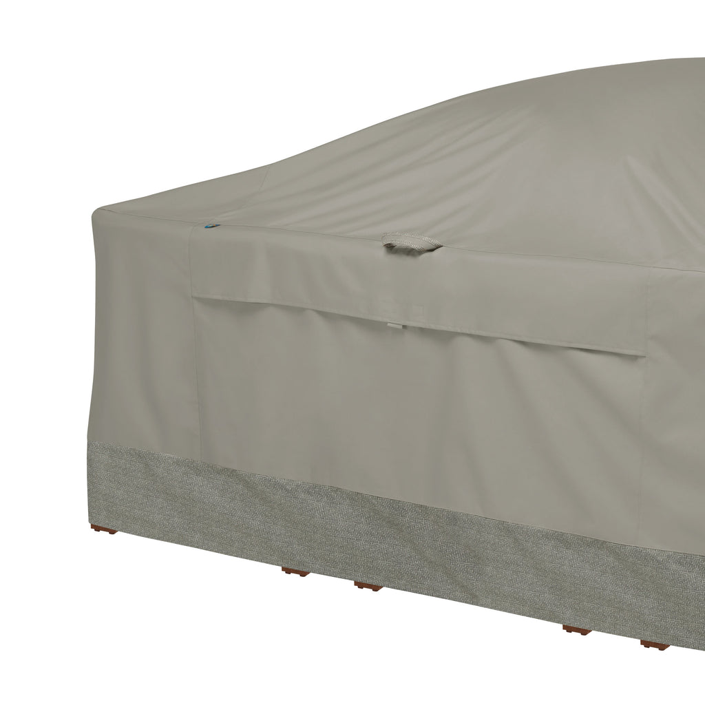 Easygoing Covers Weekend Water-Resistant Outdoor Square Table & Chair Cover with Integrated Easygoing Covers, 90 x 90 x 32 Inch, Moon Rock image 3
