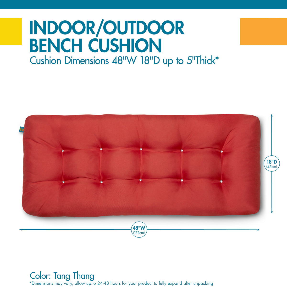 Easygoing Covers Water-Resistant Indoor/Outdoor Bench Cushion, 48 x 18 x 5 Inch image 14