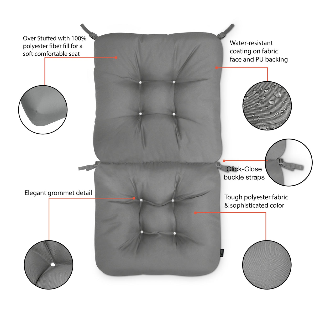Easygoing Covers Patio Chair Cushion 21”W x 19”D (seat) x 22.5”H (back) image 4
