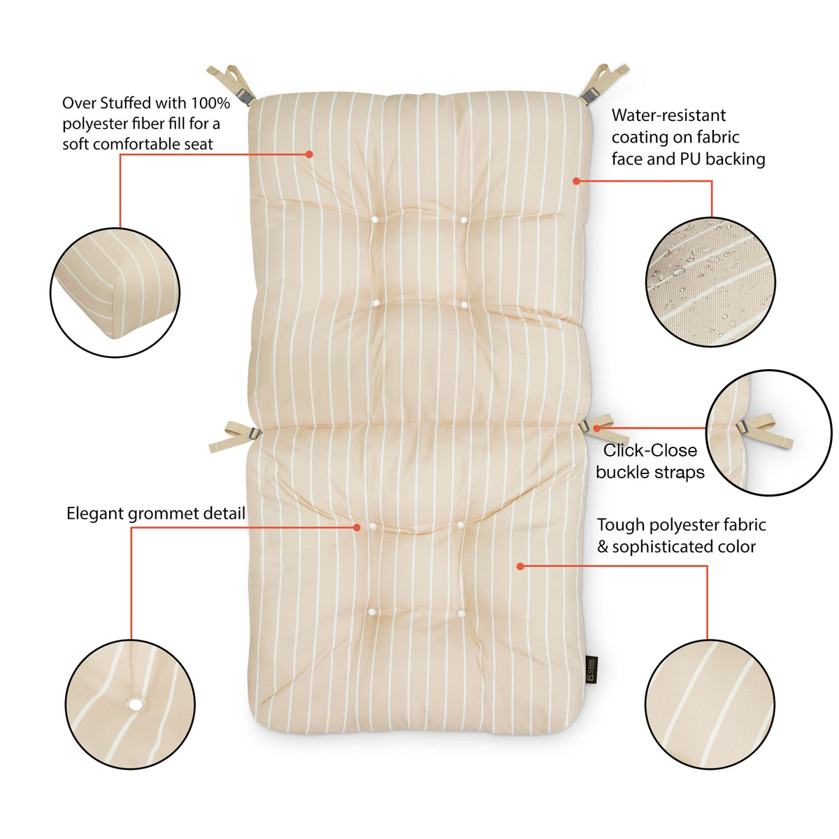 Easygoing Covers Patio Chair Cushion 21”W x 19”D (seat) x 22.5”H (back) image 12