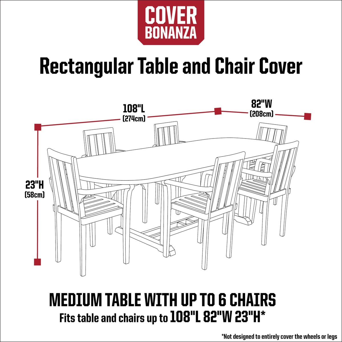 Easygoing Covers Rectangle Table and Chair Cover, 108 x 82 x 23 Inch image 3