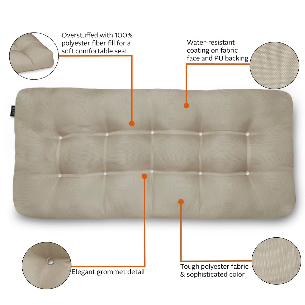 Easygoing Covers Patio Bench Cushion, 54”W image 51