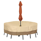 Easygoing Covers Water-Resistant Round Patio Table & Chair Set Cover with Umbrella Hole image 1