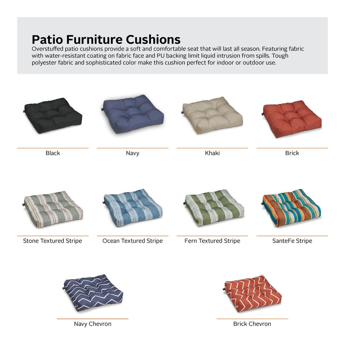 Easygoing Covers Patio Seat Cushion, 2 Pack, 19"W image 31