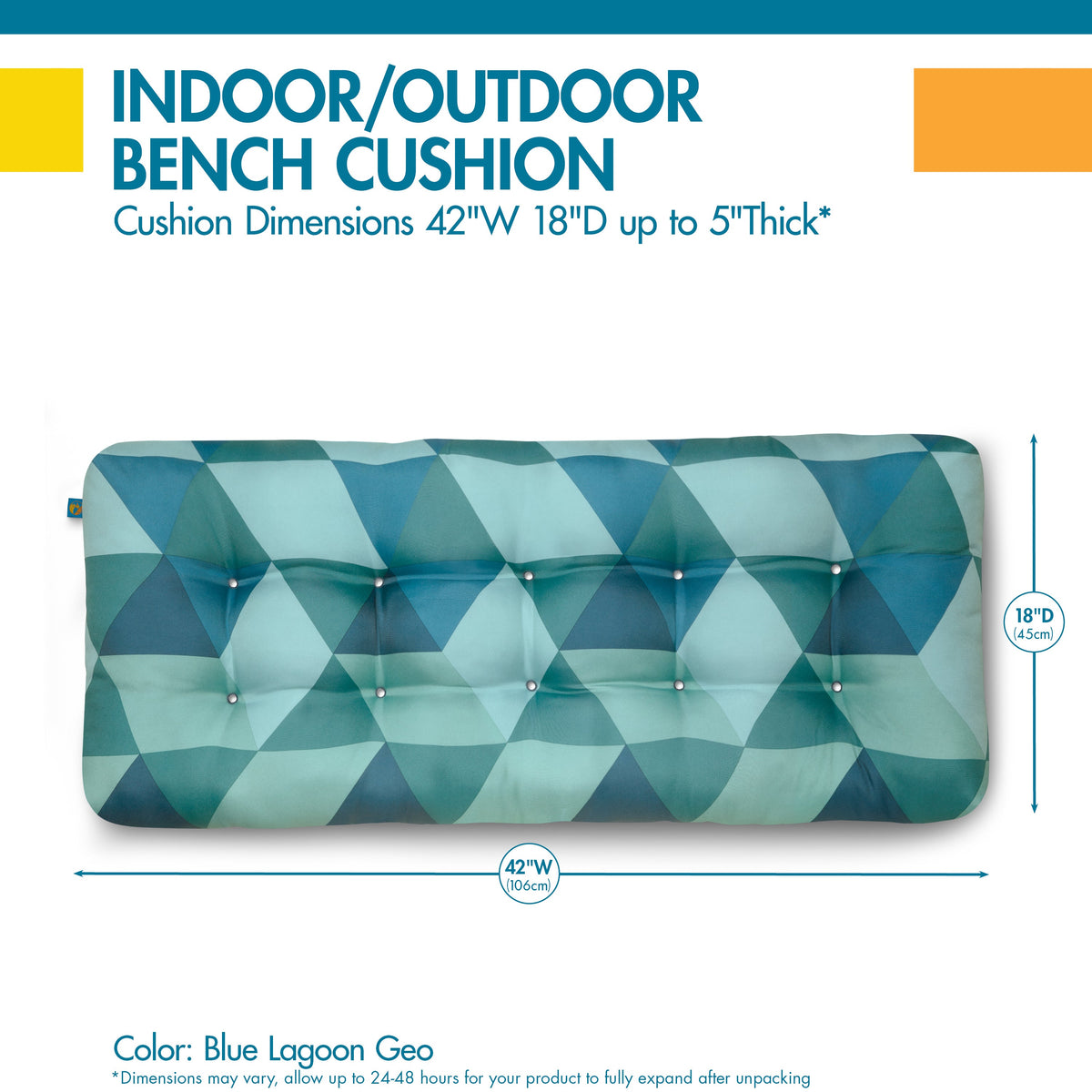 Easygoing Covers Water-Resistant Indoor/Outdoor Bench Cushion, 48 x 18 x 5 Inch image 20