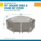 Easygoing Covers Water-Resistant Outdoor Square Table & Chair Cover with Integrated Easygoing Covers Support Dome, 90 x 90 x 32 Inch, Moon Rock image 2