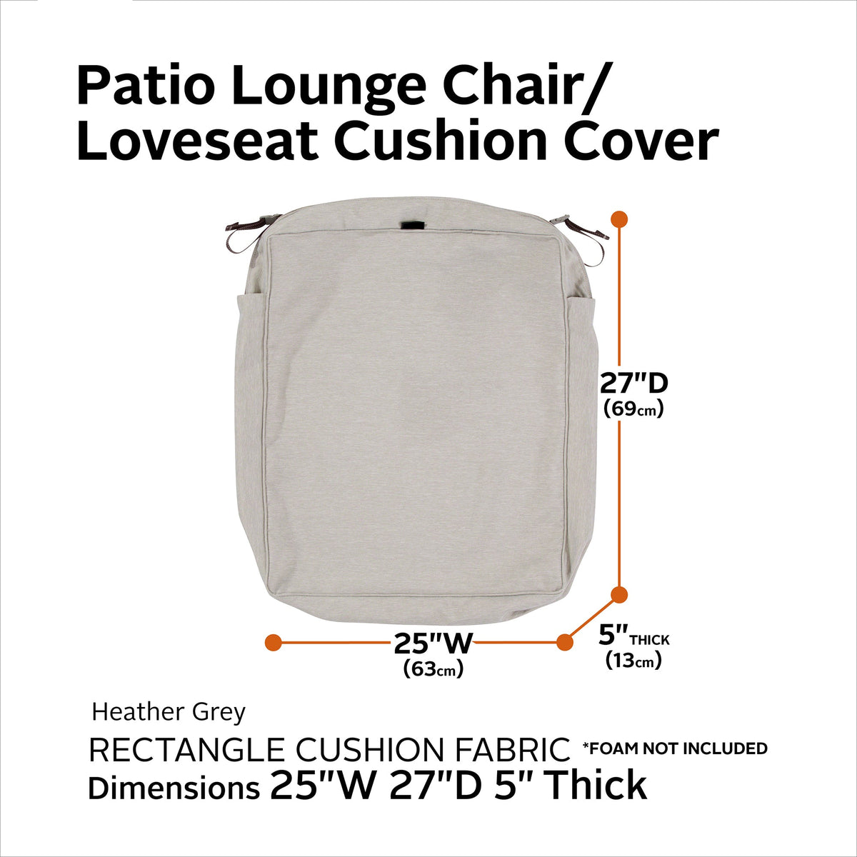 Easygoing Covers Fade-Resistant Water-Resistant Rectangular Patio Lounge Seat Cushion Cover image 100