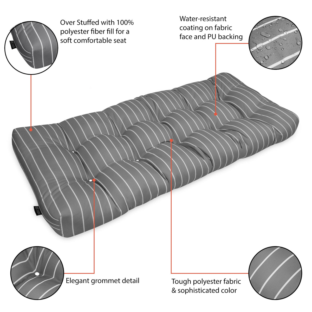 Easygoing Covers Patio Bench Cushion, 54”W image 9