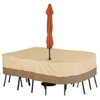 Easygoing Covers Water-Resistant Rectangular/Oval Patio Table & Chair Set Cover with Umbrella Hole image 1