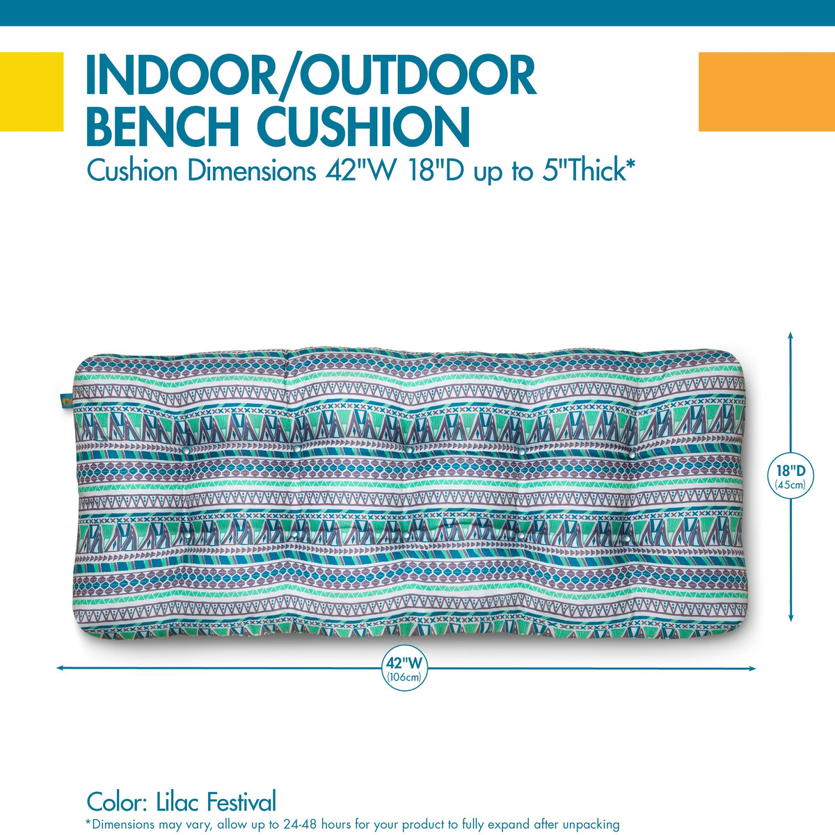 Easygoing Covers Water-Resistant Indoor/Outdoor Bench Cushion, 48 x 18 x 5 Inch image 7