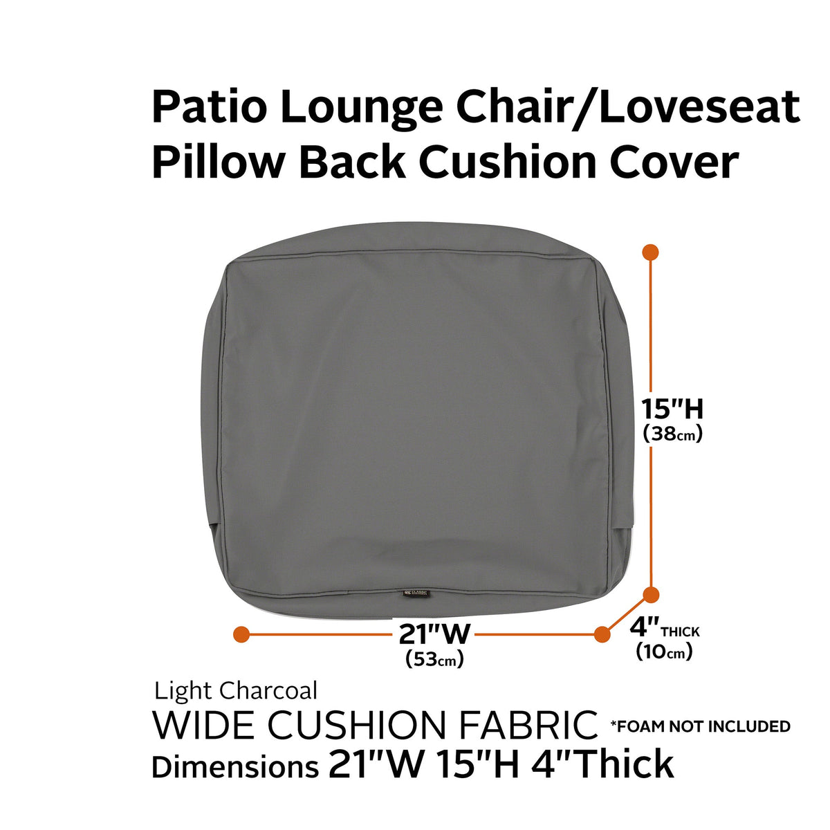 Easygoing Covers Fade-Resistant Water-Resistant Patio Lounge Back Cushion Cover image 83