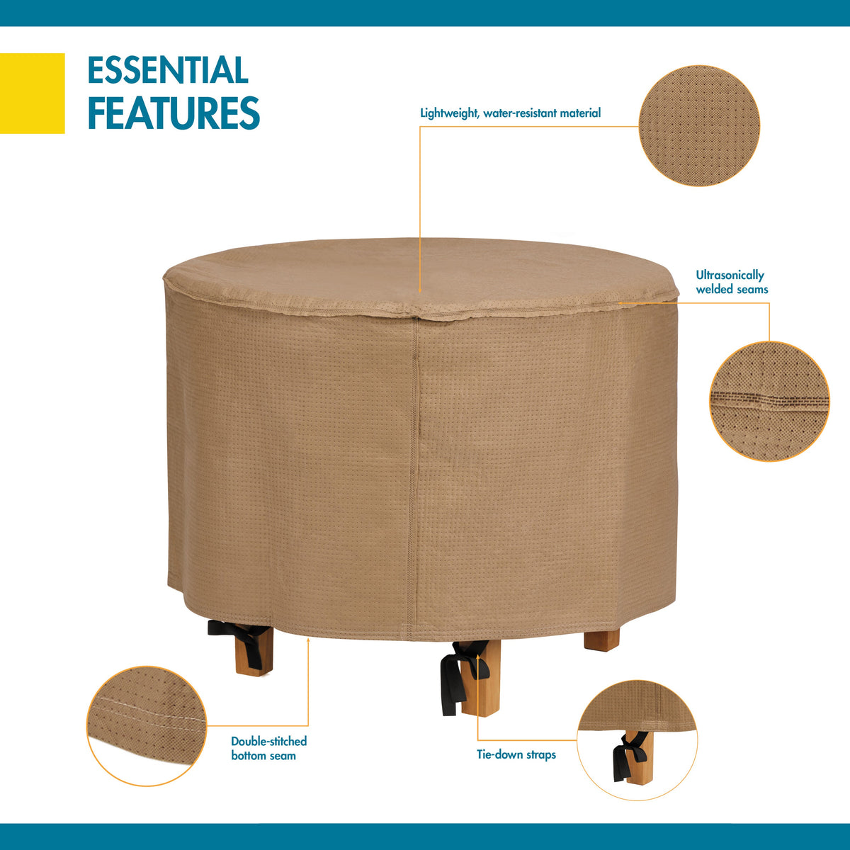 Easygoing Covers Essential Outdoor Ottoman/Coffee Table Cover, 29 Inch image 3