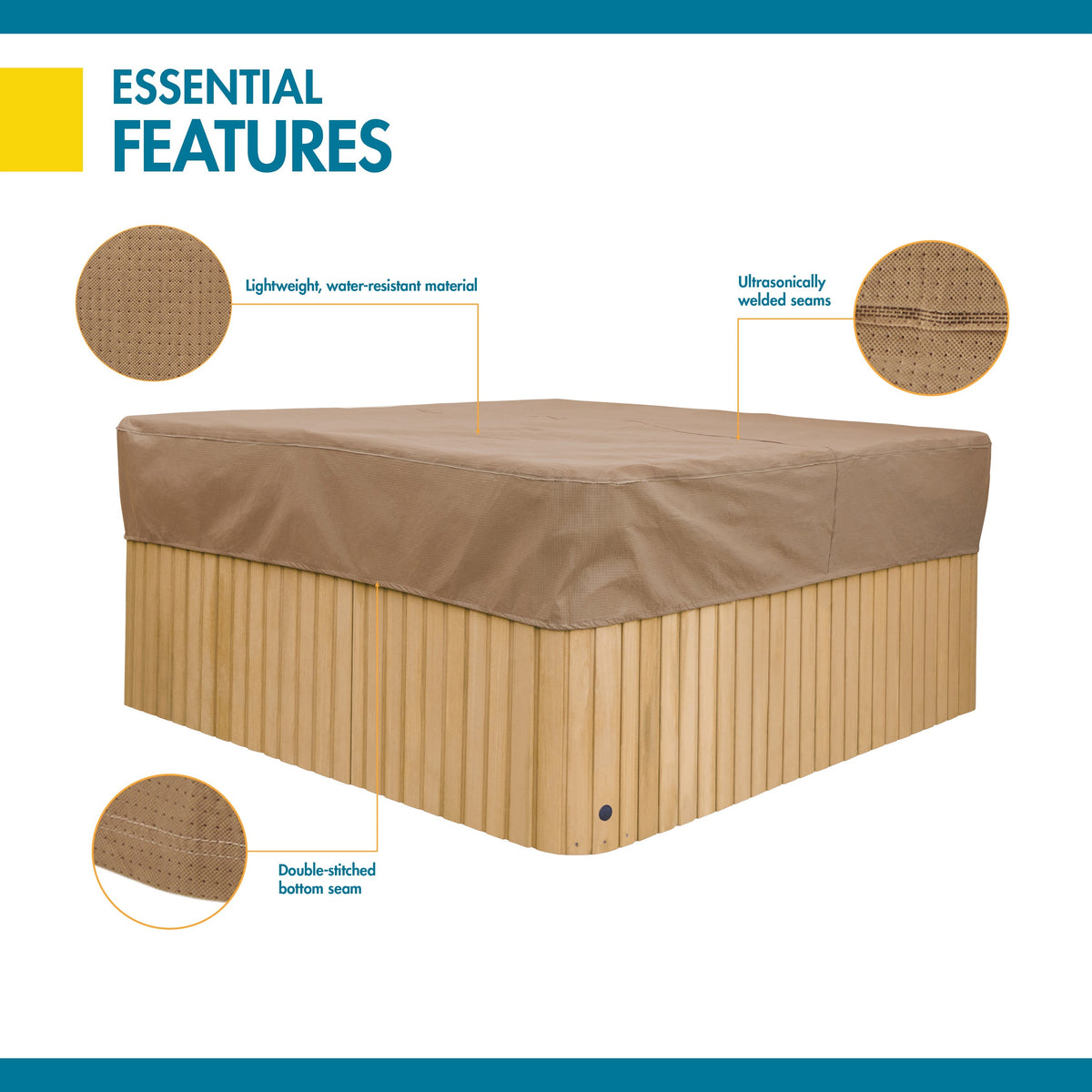 Easygoing Covers Essential Outdoor Square Hot Tub Cover Cap, 94 Inch image 3