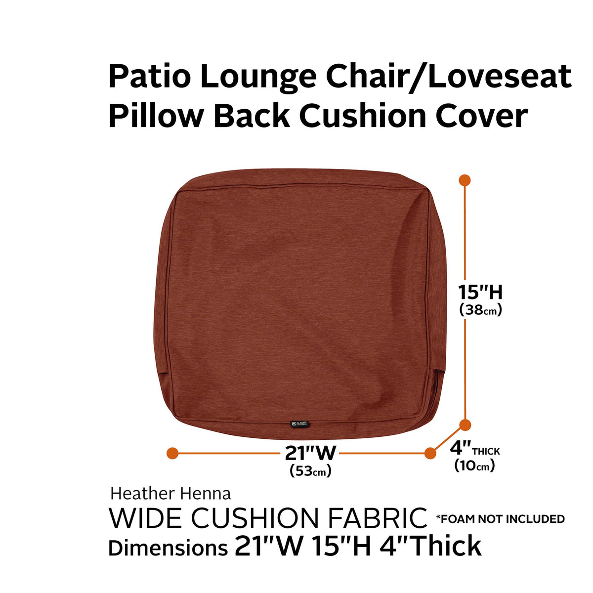 Easygoing Covers Fade-Resistant Water-Resistant Patio Lounge Back Cushion Cover image 67