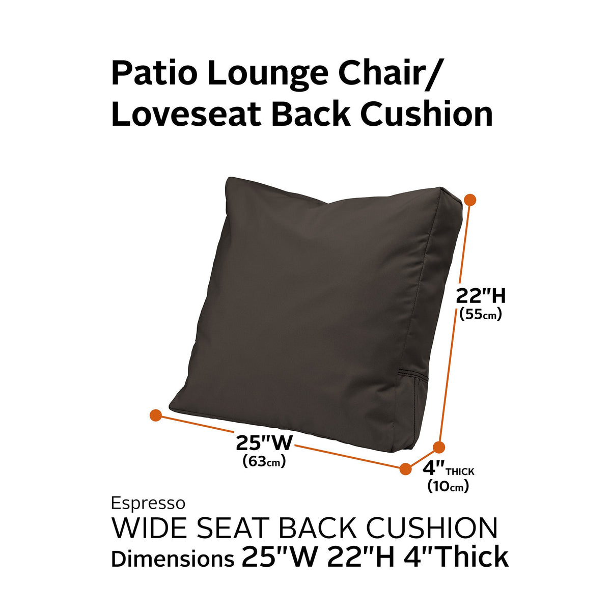 Easygoing Covers Water-Resistant Patio Lounge Chair/Loveseat Back Cushion, 4 Inch Thick image 55