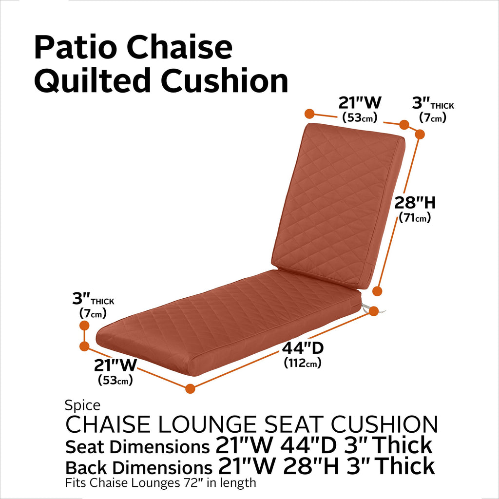 Easygoing Covers Fade-Resistant Water-Resistant Rectangle Patio Quilted Chaise Lounge Cushion image 15