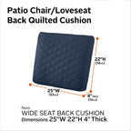 Easygoing Covers Fade-Resistant Water-Resistant Wide Back Patio Quilted Lounge Cushion image 14