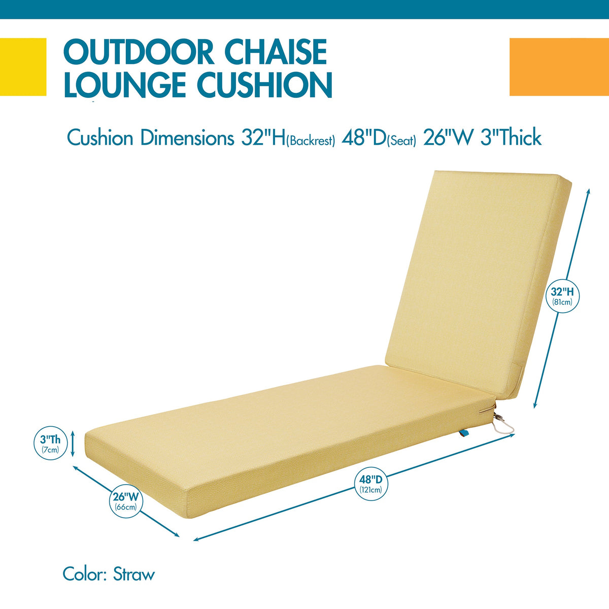 Easygoing Covers All-Weather Outdoor Chaise Cushion image 4