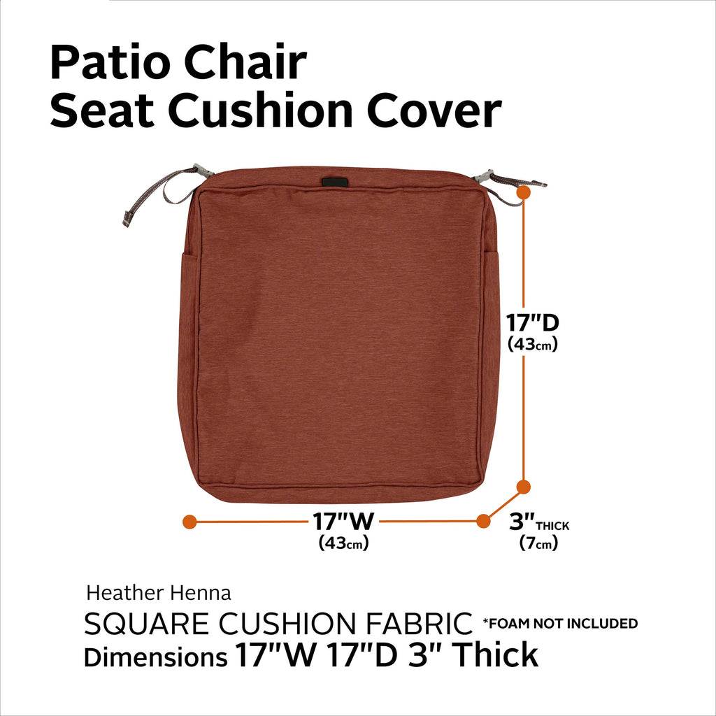 Easygoing Covers Fade-Resistant Water-Resistant 3 Inch Thick Square Patio Dining Seat Cushion Cover image 128