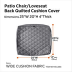 Easygoing Covers Fade-Resistant Water-Resistant Wide Back Lounge Quilted Cushion Cover image 26