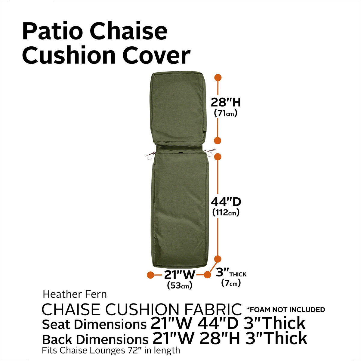 Easygoing Covers Fade-Resistant Water-Resistant Patio Chaise Lounge Cushion Cover image 72