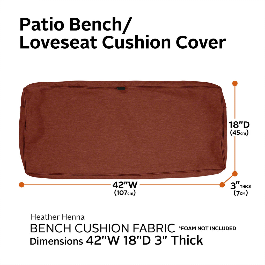 Easygoing Covers Fade-Resistant Water-Resistant 3 Inch Thick Patio Bench/Settee Cushion Cover image 113