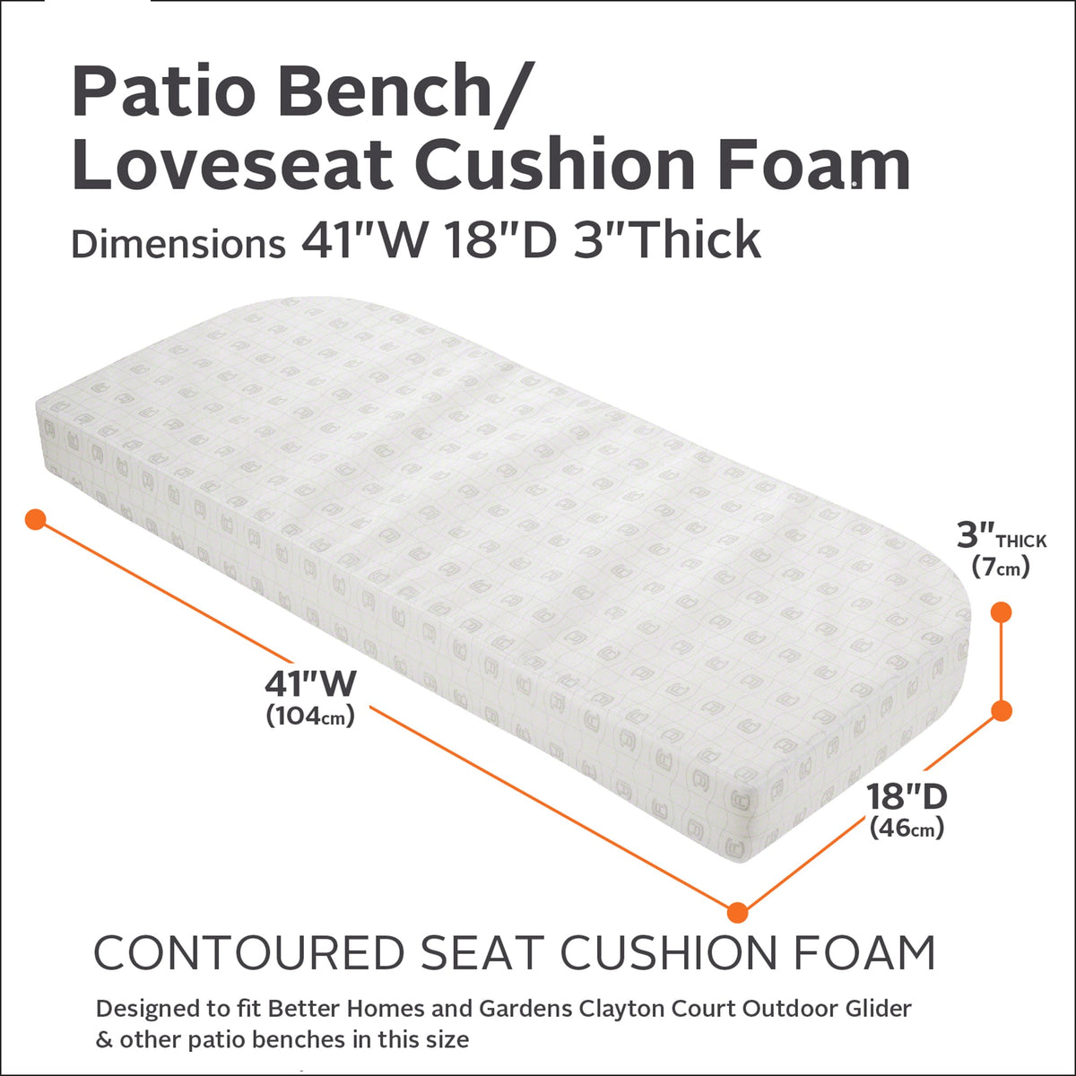 Easygoing Covers 41 x 18 x 3 Inch Patio Bench/Settee Contoured Cushion Foam image 3