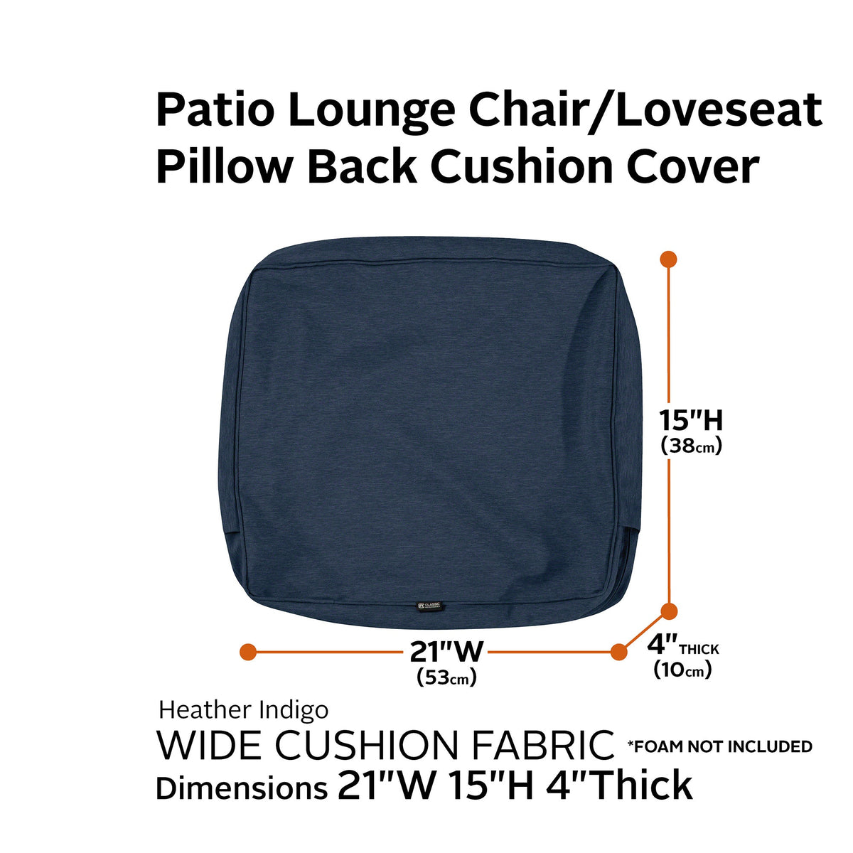 Easygoing Covers Fade-Resistant Water-Resistant Patio Lounge Back Cushion Cover image 110